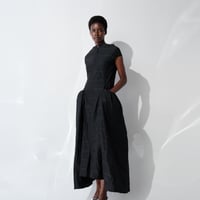 DK29-03-D01／Ny Shadow Border Gathered Dress／2COLORS