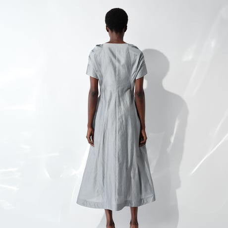 DK29-06-D08／Linen Nylon Rigid Cloth Constructed Dress／2COLORS
