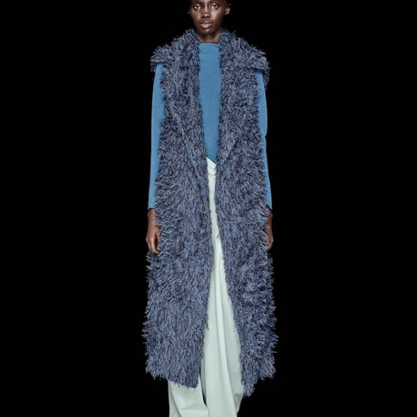 DK30-SP01-V01／Multicolor Cut Jacquard Long Gilet／1COLOR
