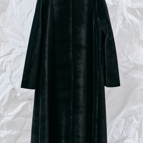 DK28-CS04-C05／Velour Bonding Collarless Flared Coat／2COLORS