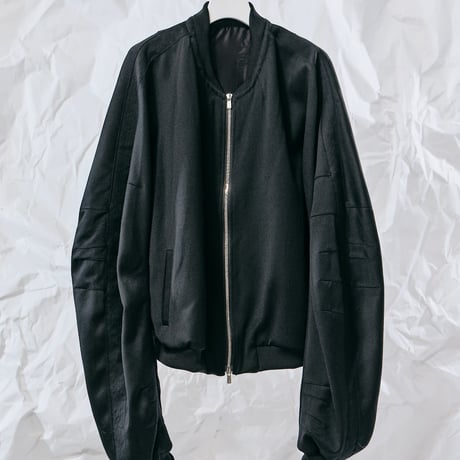DK28-08-J03／Wool Twill Double Cloth Long Sleeve Bomber Jacket／2COLORS