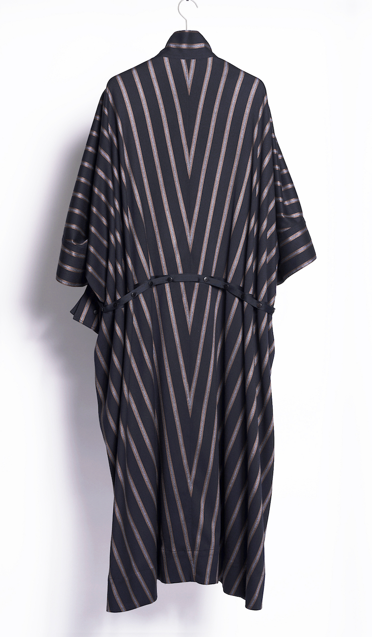 DK24-06-O02／Wool Rayon Stripe Shirt Dress／2COLO...
