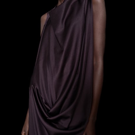DK30-CS02-D08／100d PLA Smooth Front-draped Dress／2COLORS