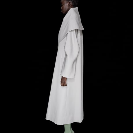 DK30-08-C02／Fine Wool Calze Twill Big-collar Long Coat／2COLORS