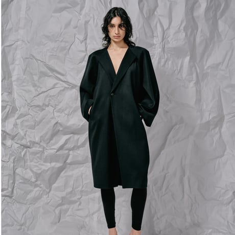 DK28-08-C06／Wool Twill Double Cloth Minimal Design Coat／2COLORS