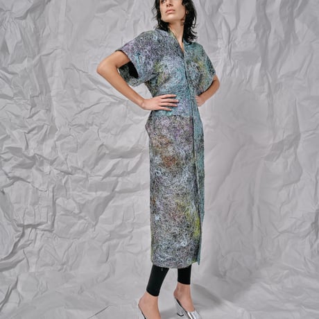 DK28-SP01-V02／Multicolor Recycled Thread Embroidery I-line dress／1COLOR