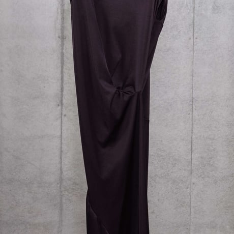 DK30-CS02-O05／100d PLA Smooth Knotted Draped Dress／2COLORS