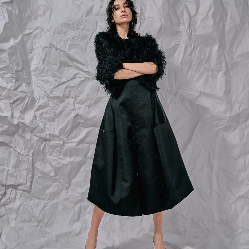 DK28-07-H01／Long Shaggy Jacquard Short Jacket／2