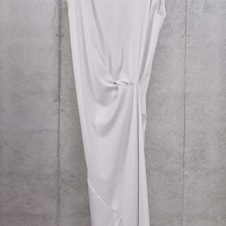 DK30-CS02-O05／100d PLA Smooth Knotted Draped Dress／2COLORS