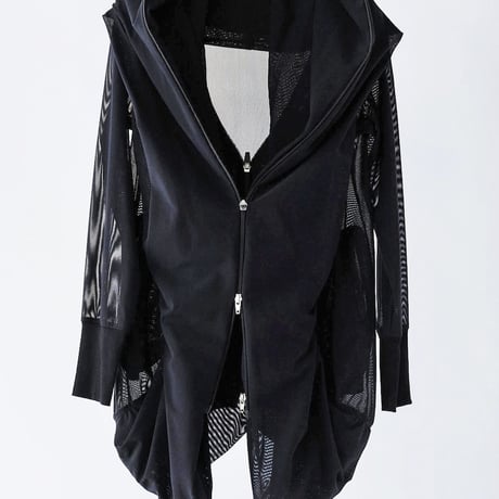 DK29-CS05-H03／Nylon Power Net Double-Zip Cardigan／2COLORS