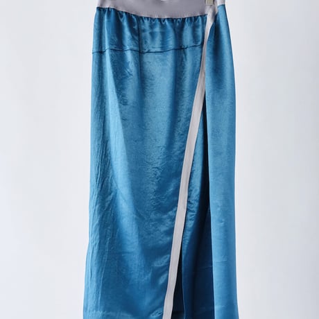 DK29-07-S03／Naia Shiny Tricotine Asymmetric Skirt／3COLORS