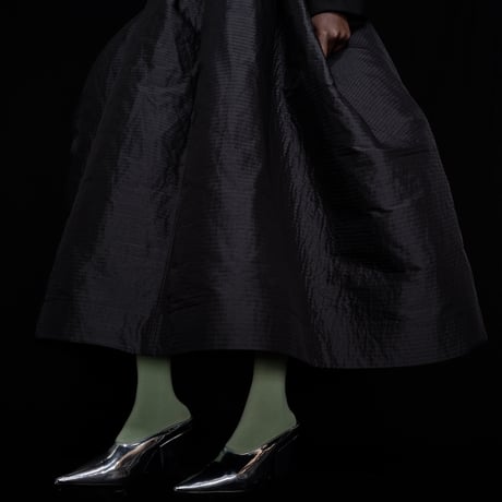 DK30-09-S03／Memory Border Matelassé Tucked Long Skirt／1COLOR