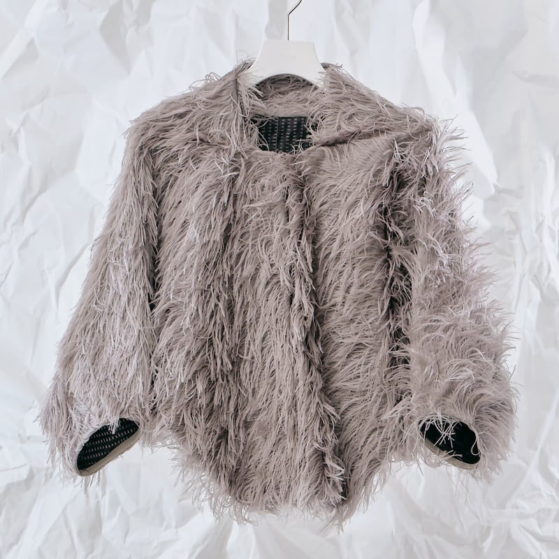DK28-07-H01／Long Shaggy Jacquard Short Jacket／2