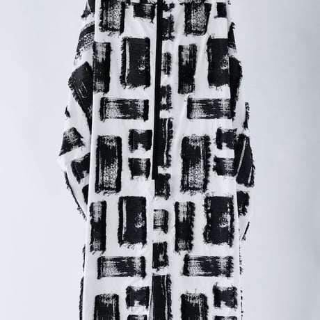 DK29-05-O05／Fringe Cut Jacquard Minimalist Dress／2COLORS