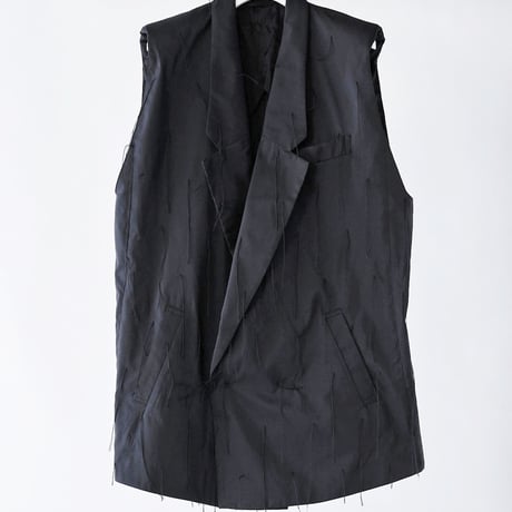 DK29-08-V02／Whisper Flow Cut Jacquard Sleeveless Jacket／2COLORS