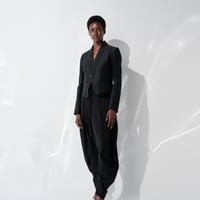 DK29-06-J03／Linen Nylon Rigid Cloth Shawl Collar Jacket／2COLORS