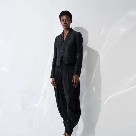DK29-06-J03／Linen Nylon Rigid Cloth Shawl Collar Jacket／2COLORS