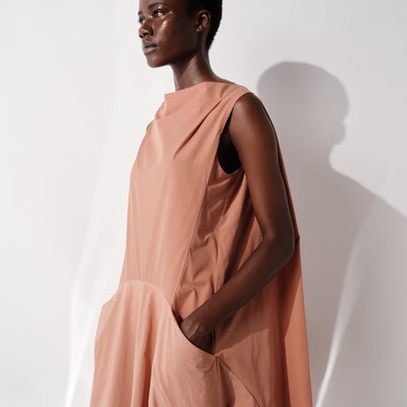 DK29-02-D05／Ny/C Luster Poplin Sleeveless Dress／2COLORS