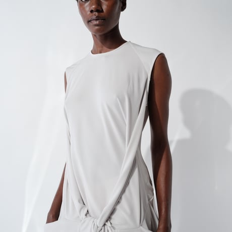 DK29-CS02-D09／Triacetate Cool Ponte Twist Dress／2COLORS