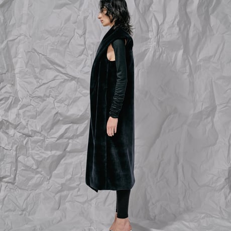DK28-CS04-V01／Velour Bonding I-line Gilet／2COLORS