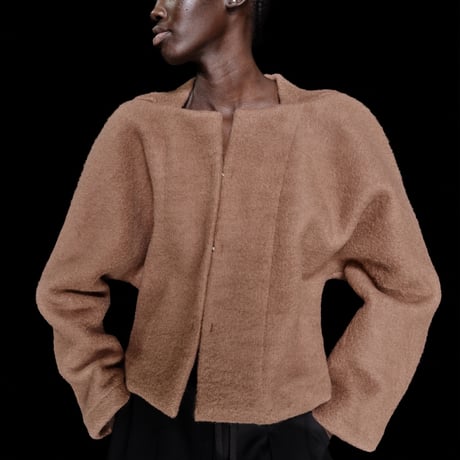 DK30-CS04-H02／Wool Slub Shaggy Knit Short Jacket／2COLORS