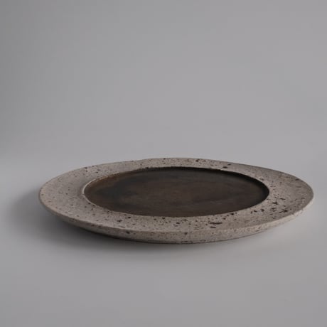 白砂×枯金 リム皿  21cm / 若狹 祐介