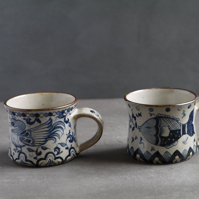 染付 マグ 鳥 / ヒヅミ峠舎 | cafe design shop ninaite