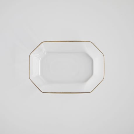 cryst様☆谷口嘉 ガラス製 金色の縁取りのオーバル皿 谷口嘉 花器