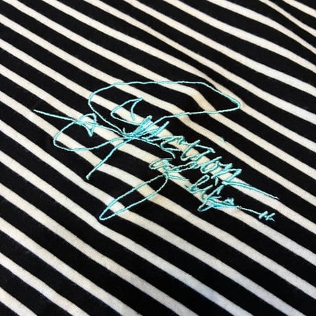 Selection of life. Handwriting Embroidery Border Tee TURQUOISE