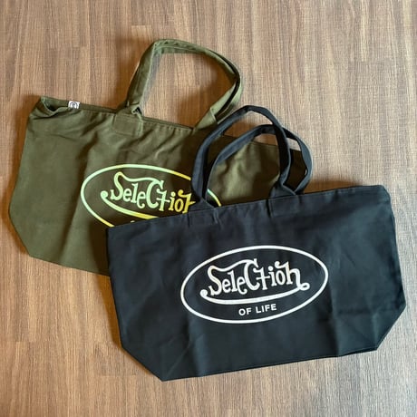 Selection of life. OVAL LOGO Zip Tote bag OLIVE