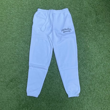 Selection of life. Cursive Embroidery LOGO Pants WHITE