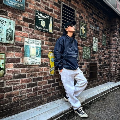Selection of life. BURN LOGO Anorak Jacket NAVY