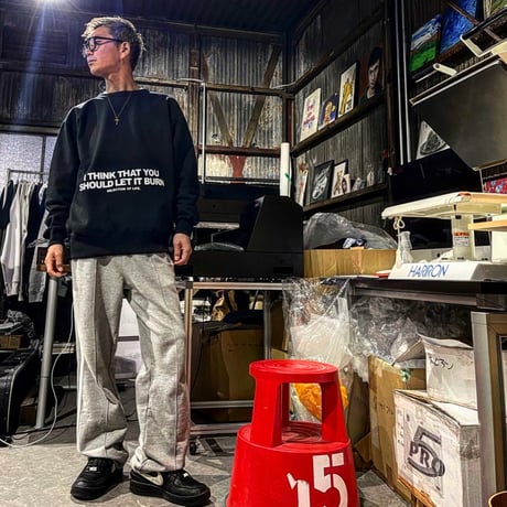 Selection of life. BURN LOGO Crew Sweat NAVY