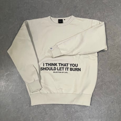 Selection of life. BURN LOGO Crew Sweat LIGHT BEIGE
