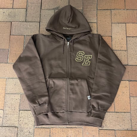 Selection of life. SE LOGO Zip Hoodie CHOCOLATE