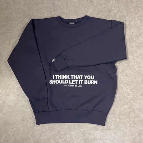 Selection of life. BURN LOGO Crew Sweat NAVY