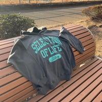 Selection of life. College LOGO Hoodie FADE BLACK×TURQUOISE