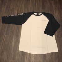 Selection of life. Cursive 3/4 Sleeve Raglan Tee BLACK×WHITE