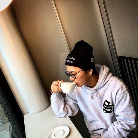 Selection of life. Old English Brand LOGO Beanie BLACK×ORANGE