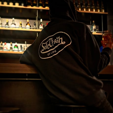 Selection of life. OVAL LOGO Zip Hoodie FADE BLACK×WHITE