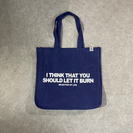 Selection of life. BURN LOGO Canvas Tote Bag NAVY