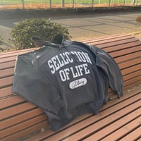 Selection of life. College LOGO Hoodie FADE BLACK×WHITE