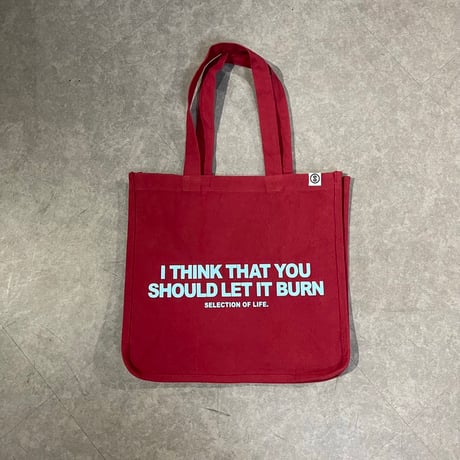 Selection of life. BURN LOGO Canvas Tote Bag WINE