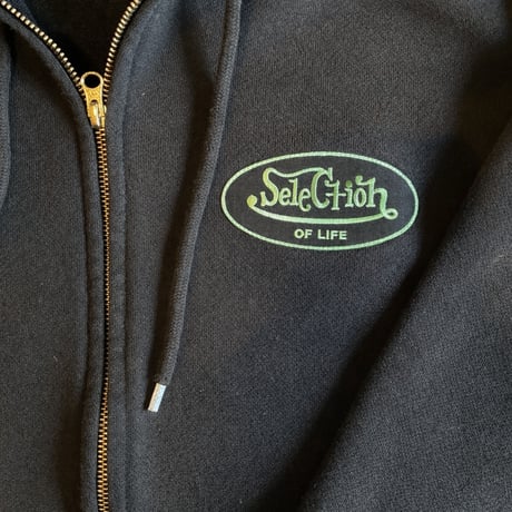 Selection of life. OVAL LOGO Zip Hoodie FADE BLACK×MINTGREEN