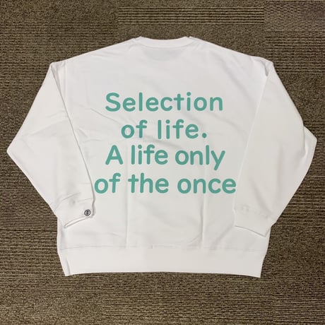 Selection of life. Flexing LOGO Crew Sweat WHITE