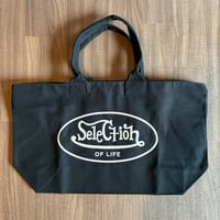 Selection of life. OVAL LOGO Zip Tote bag BLACK