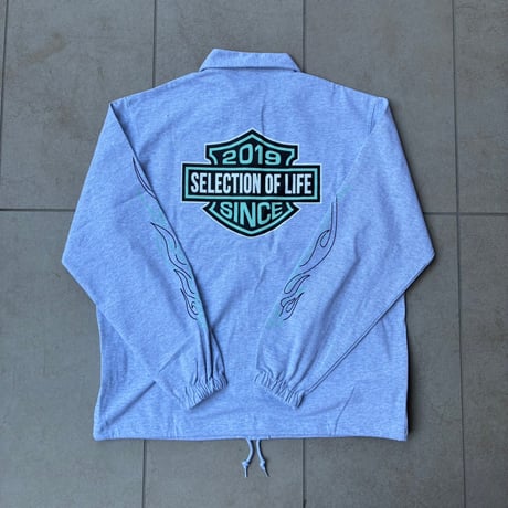 Selection of life. FIRE PATTERN Coach Jacket ASH×TURQUOISE