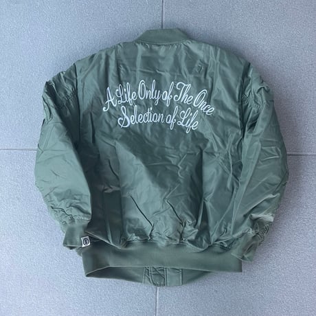Selection of life. Cursive Embroidery LOGO Nylon MA-1