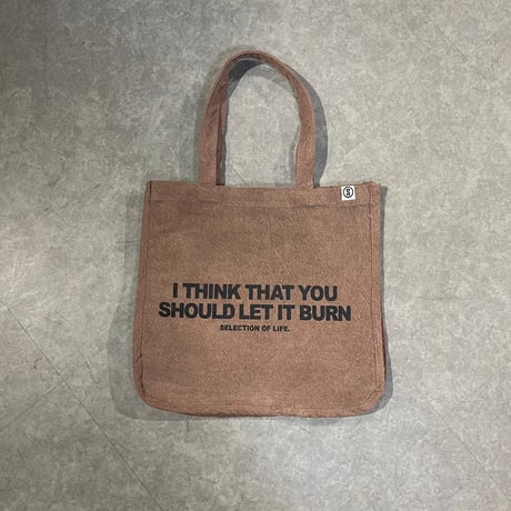 Selection of life. BURN LOGO Canvas Tote Bag BROWN