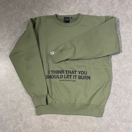 Selection of life. BURN LOGO Crew Sweat KAHKI